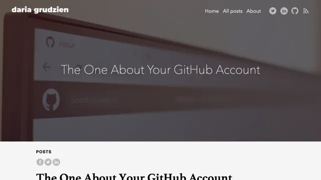 The One About Your GitHub Account