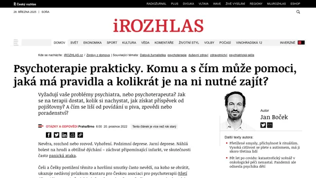 ČRo: Psychoterapie prakticky